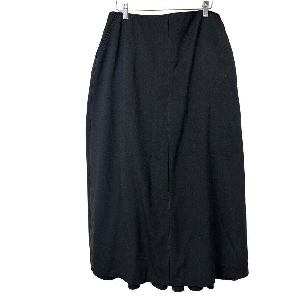 Nordstrom Black Back Zipper Pockets Long Unlined Skirt Size 16